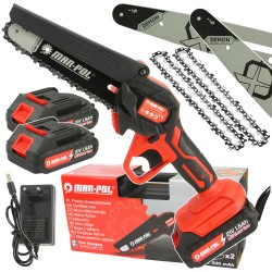 Motosega Elettrica a Batteria | 1500 W | 2 Batterie da 21V 1500 mAh | 2 Barre da 6" (18 cm) | 2 Catene da 6" (18 cm) | Taglio 15 cm | Velocità Catena 6 m/s | con Valigetta